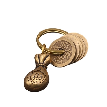 Μπρελόκ αυτοκινήτου με πέντε αυτοκράτορες από καθαρό ορείχαλκο, μενταγιόν αυτοκινήτου, αρσενικό Guan Gong Pi Xiu, τσάντα χρημάτων, μενταγιόν, τυχερό μπρελόκ