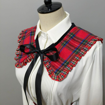 Κόκκινο και πράσινο καρό σάλι σε μπλε χρώμα, ψεύτικο κολάρο amazon AliExpress