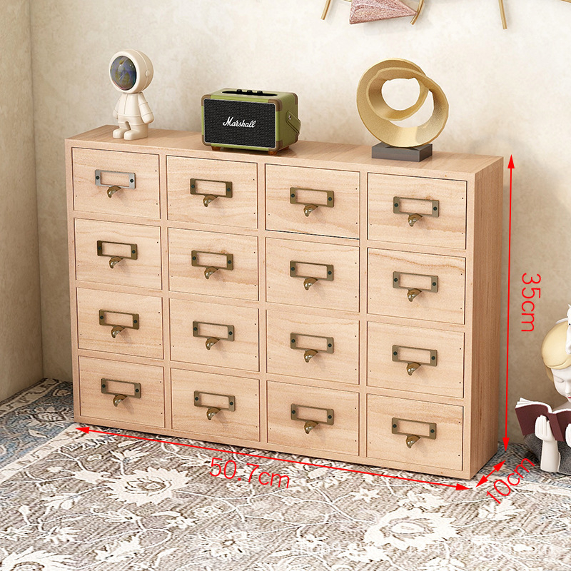 Vintage fa fiókos teatároló doboz asztali ékszerdoboz kiegészítő szervező többrétegű téglalap alakú tizenhat rekeszes tömör fa