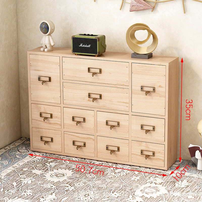 Vintage fa fiókos teatároló doboz asztali ékszerdoboz kiegészítő szervező többrétegű téglalap alakú tizenhat rekeszes tömör fa