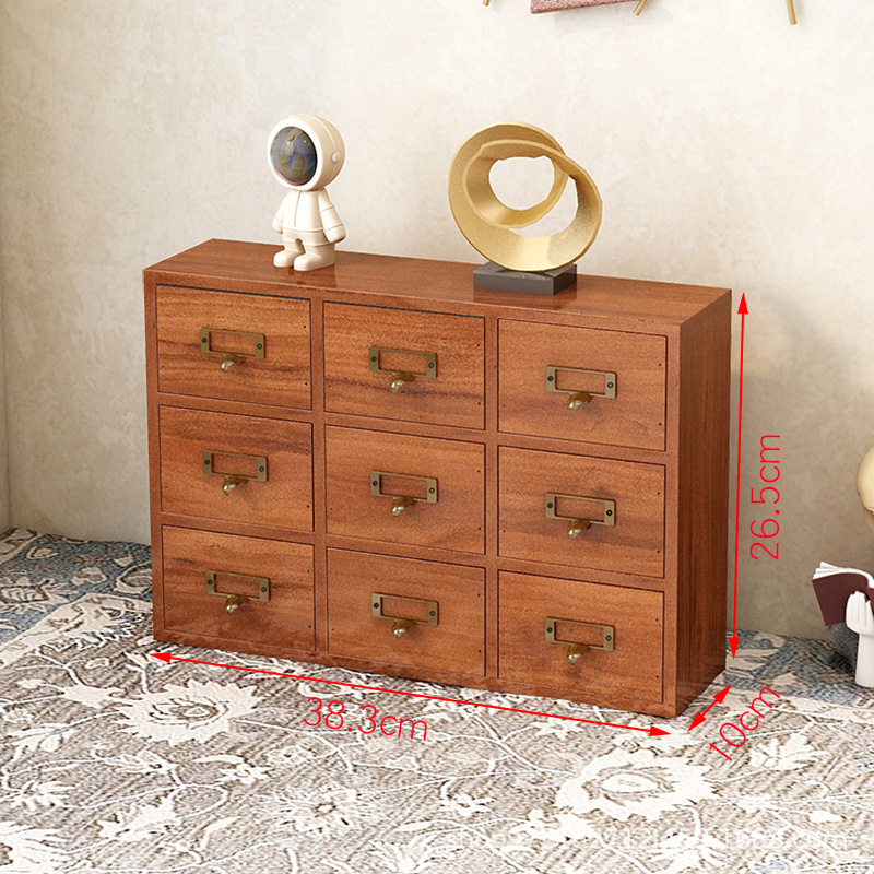 Vintage fa fiókos teatároló doboz asztali ékszerdoboz kiegészítő szervező többrétegű téglalap alakú tizenhat rekeszes tömör fa