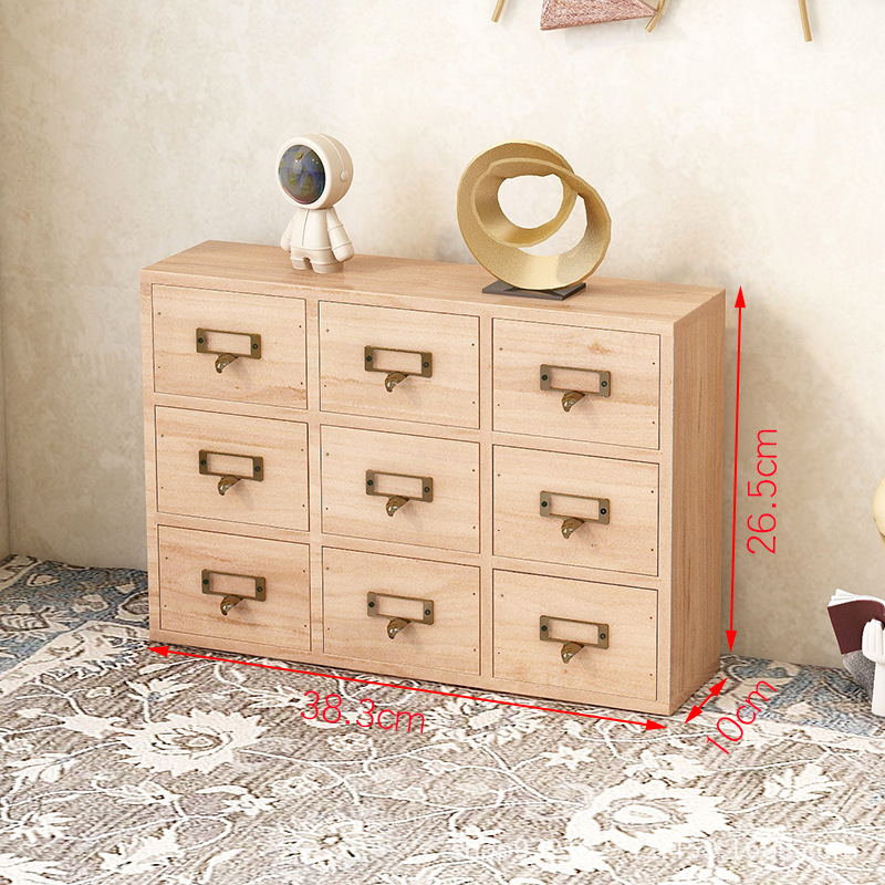 Vintage fa fiókos teatároló doboz asztali ékszerdoboz kiegészítő szervező többrétegű téglalap alakú tizenhat rekeszes tömör fa