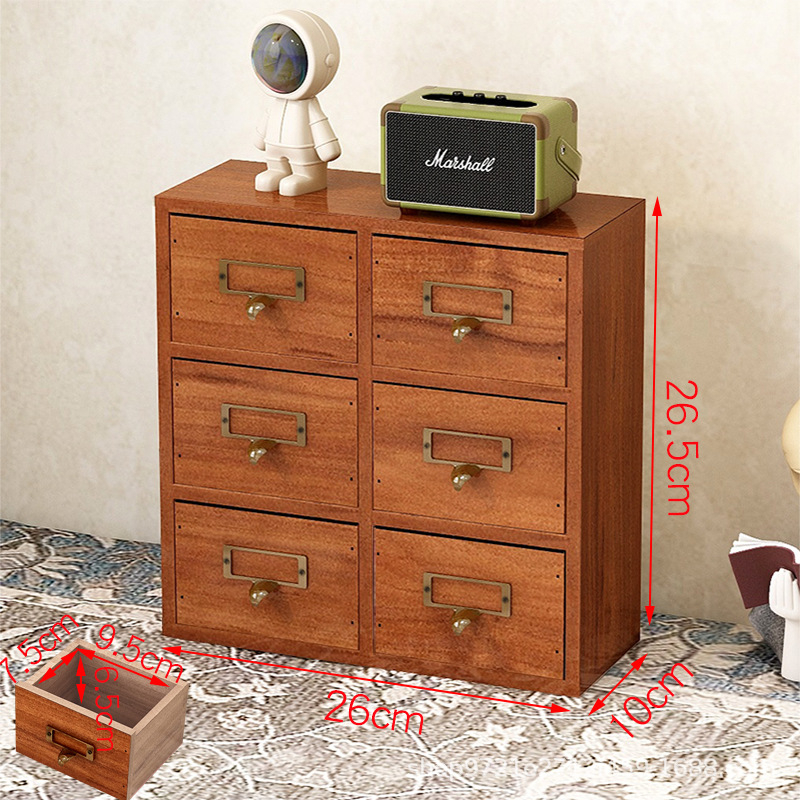 Vintage fa fiókos teatároló doboz asztali ékszerdoboz kiegészítő szervező többrétegű téglalap alakú tizenhat rekeszes tömör fa