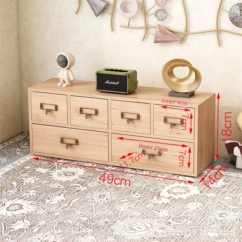 Vintage fa fiókos teatároló doboz asztali ékszerdoboz kiegészítő szervező többrétegű téglalap alakú tizenhat rekeszes tömör fa