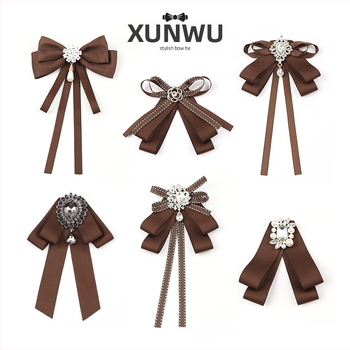 Kikilipsuga naiste pruun karrisärk pross lipsu aksessuaarid seelik ülemine krae kaunistus pael nööpnõel