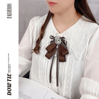 Kikilipsuga naiste pruun karrisärk pross lipsu aksessuaarid seelik ülemine krae kaunistus pael nööpnõel