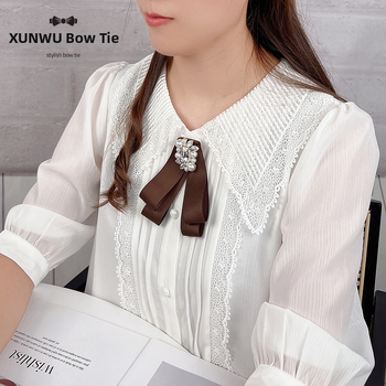 Kikilipsuga naiste pruun karrisärk pross lipsu aksessuaarid seelik ülemine krae kaunistus pael nööpnõel