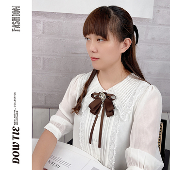 Kikilipsuga naiste pruun karrisärk pross lipsu aksessuaarid seelik ülemine krae kaunistus pael nööpnõel