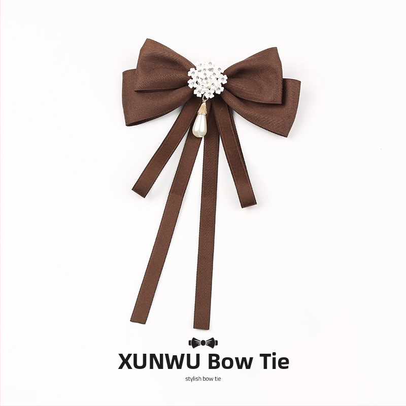 Kikilipsuga naiste pruun karrisärk pross lipsu aksessuaarid seelik ülemine krae kaunistus pael nööpnõel