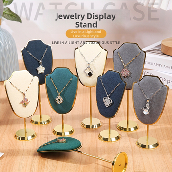 Határokon átnyúló fém ékszertartó, ultraszálas bársony, többszínű kijelző állvány, ékszerüzlet stúdió medál nyaklánc kijelző kellékek