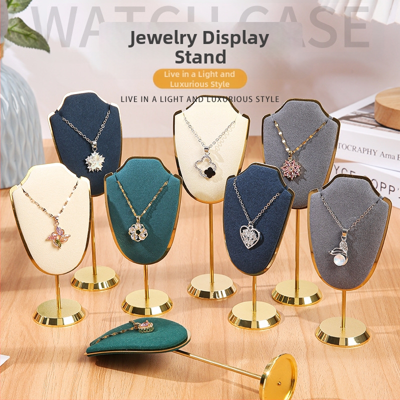 Határokon átnyúló fém ékszertartó, ultraszálas bársony, többszínű kijelző állvány, ékszerüzlet stúdió medál nyaklánc kijelző kellékek