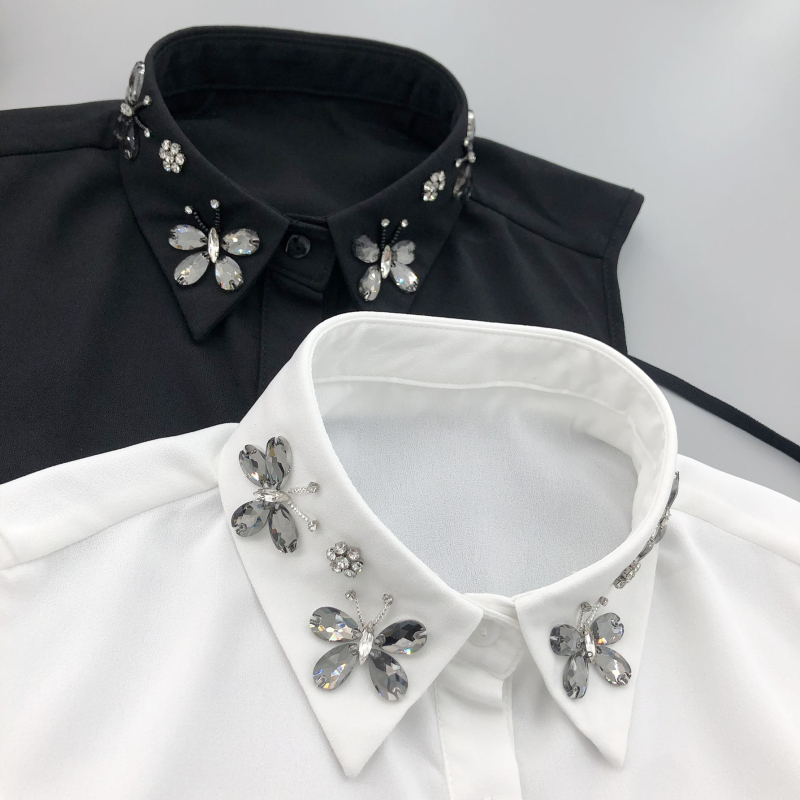 „Butterfly“ kūrybinio dizaino butikinė netikra apykaklė, grynai rankomis siūta butikinė marškinėlių apykaklė, moteriška aukščiausios klasės apykaklė