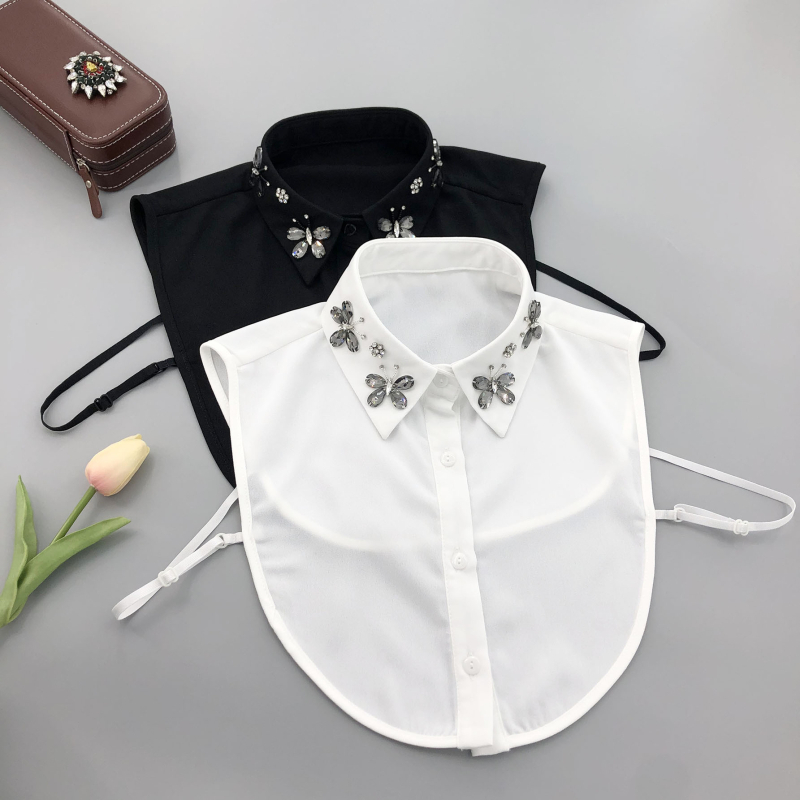 „Butterfly“ kūrybinio dizaino butikinė netikra apykaklė, grynai rankomis siūta butikinė marškinėlių apykaklė, moteriška aukščiausios klasės apykaklė