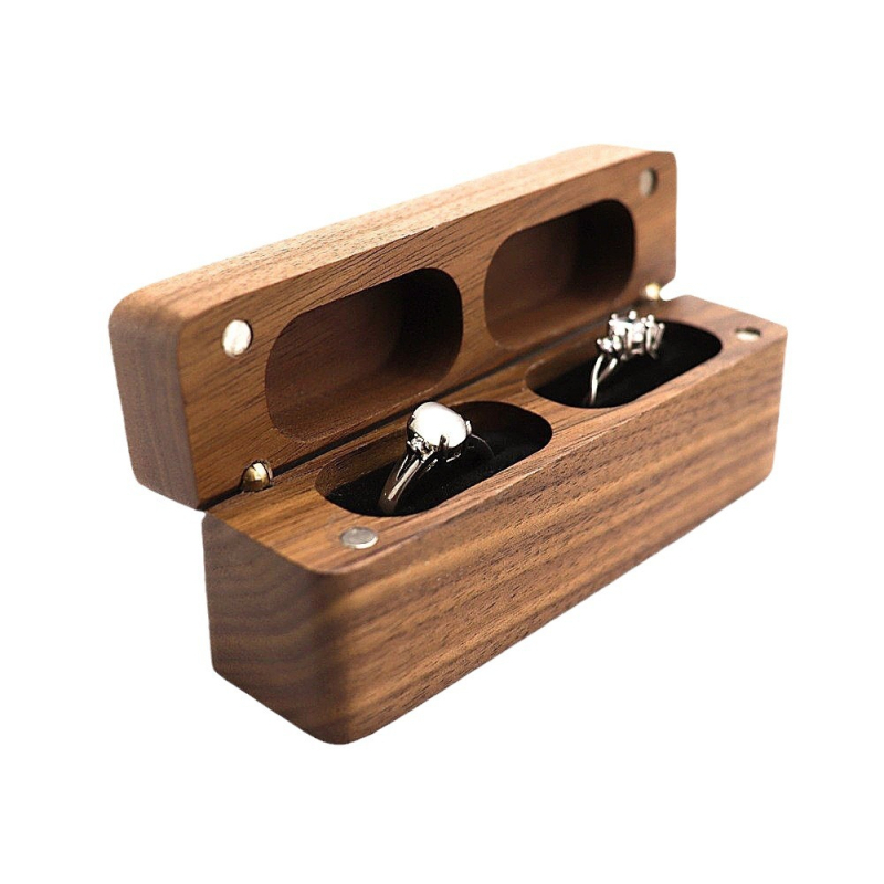 Uus pika ribaga magnetiline sõrmusekarp nelja magnetiga imemisrõngaga sõrmusesõrme ehtekarp musta pähkliga ehtepakendikarp ehtepakendikarp naistele