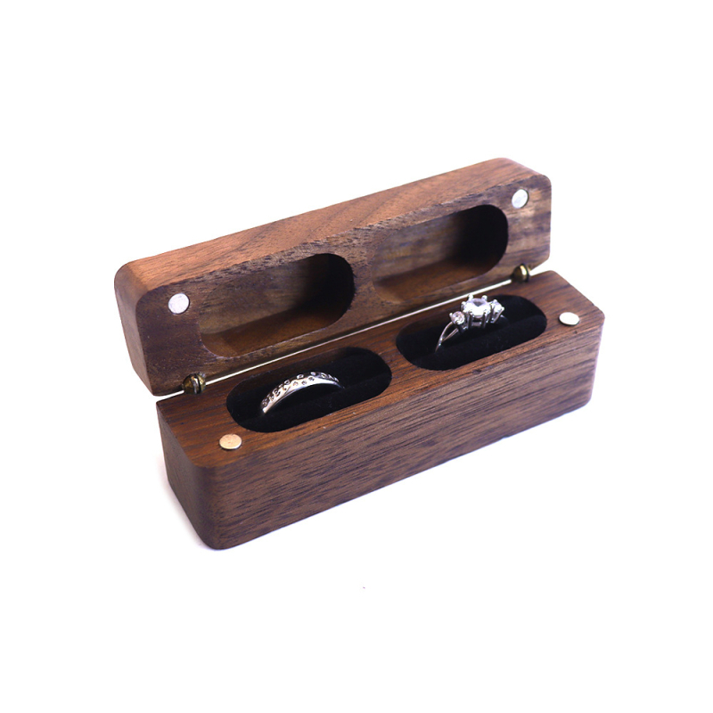 Uus pika ribaga magnetiline sõrmusekarp nelja magnetiga imemisrõngaga sõrmusesõrme ehtekarp musta pähkliga ehtepakendikarp ehtepakendikarp naistele