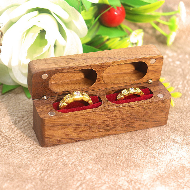 Uus pika ribaga magnetiline sõrmusekarp nelja magnetiga imemisrõngaga sõrmusesõrme ehtekarp musta pähkliga ehtepakendikarp ehtepakendikarp naistele