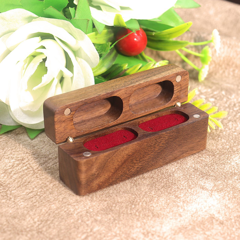 Uus pika ribaga magnetiline sõrmusekarp nelja magnetiga imemisrõngaga sõrmusesõrme ehtekarp musta pähkliga ehtepakendikarp ehtepakendikarp naistele