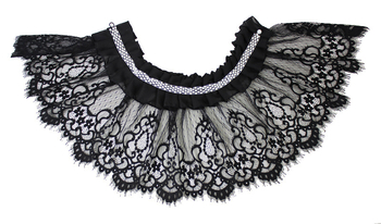 Moteriška tarpvalstybinė pavasario rudens žiemos skara su netikra apykakle, karoliukais ir nėriniais, dekoratyvine apykakle, raukta, klostuota aukšta apykakle.