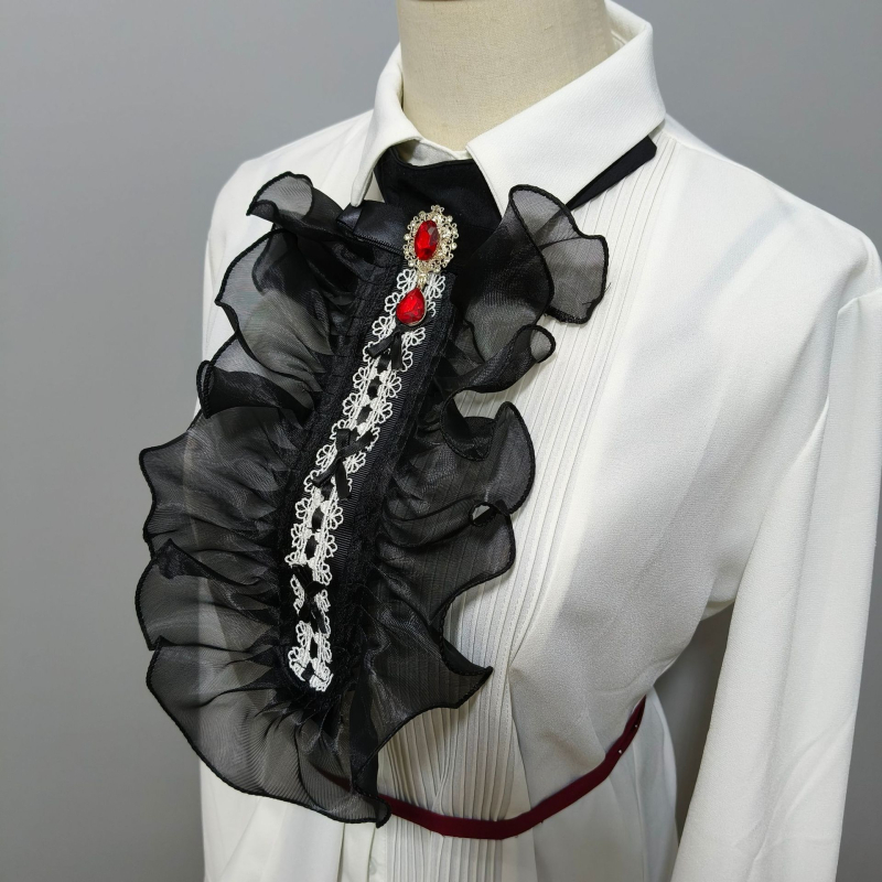 Határokon átnyúló palota szél stúdió fotózások arisztokratikus fekete organza rakott műgallér Amazon AliExpress