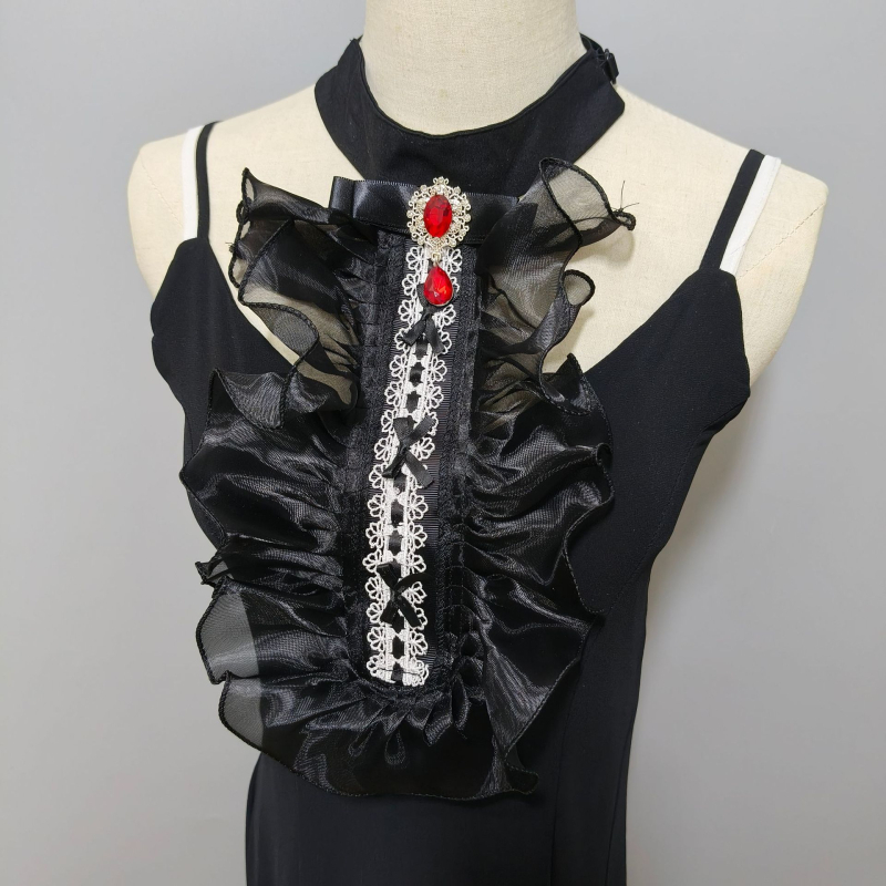 Határokon átnyúló palota szél stúdió fotózások arisztokratikus fekete organza rakott műgallér Amazon AliExpress