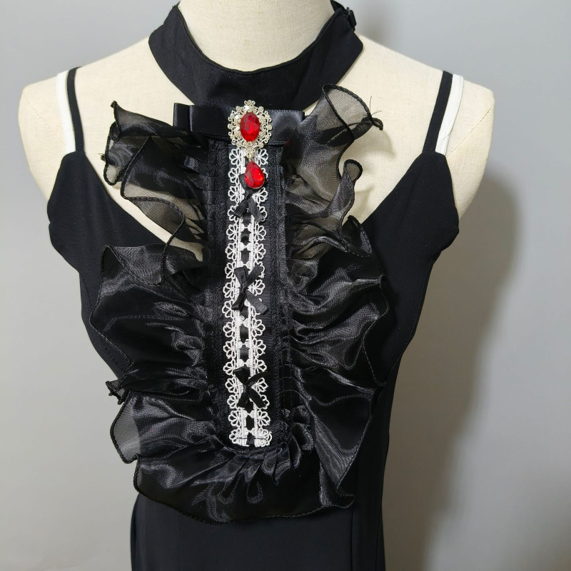 Határokon átnyúló palota szél stúdió fotózások arisztokratikus fekete organza rakott műgallér Amazon AliExpress