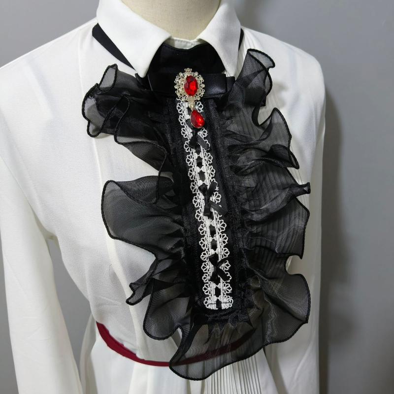 Határokon átnyúló palota szél stúdió fotózások arisztokratikus fekete organza rakott műgallér Amazon AliExpress