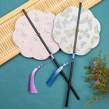 Античен бамбуков ветрилообразен вентилатор за кръста Hanfu, китайски стил с пискюл, сгъваем, класически преносим