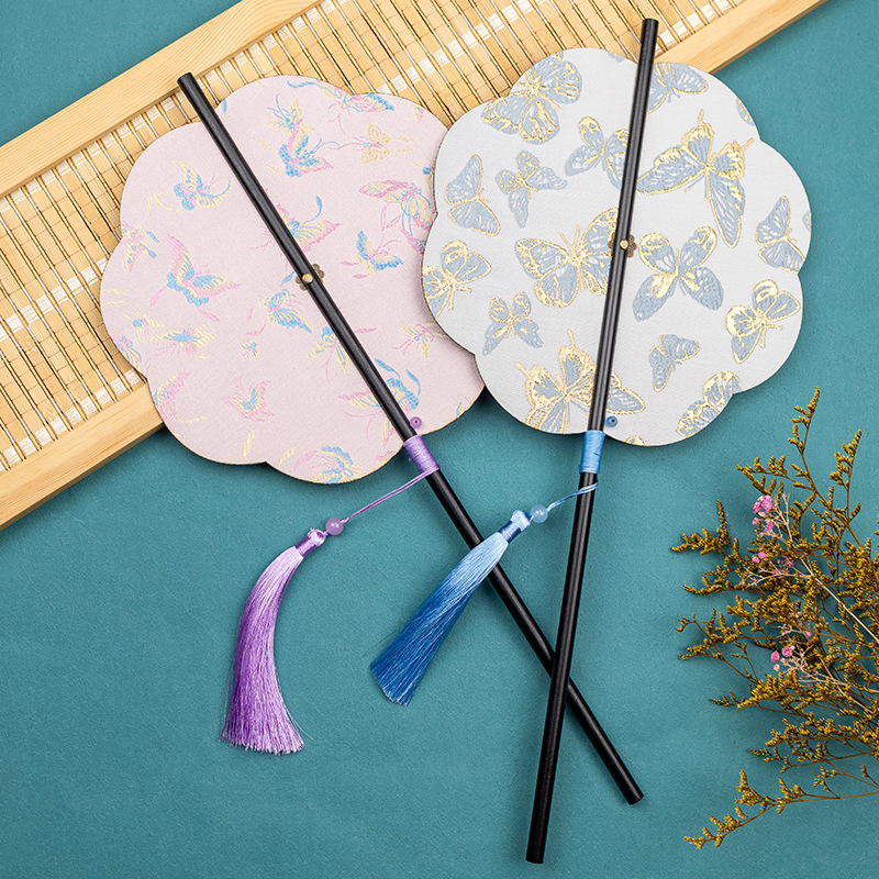 Античен бамбуков ветрилообразен вентилатор за кръста Hanfu, китайски стил с пискюл, сгъваем, класически преносим