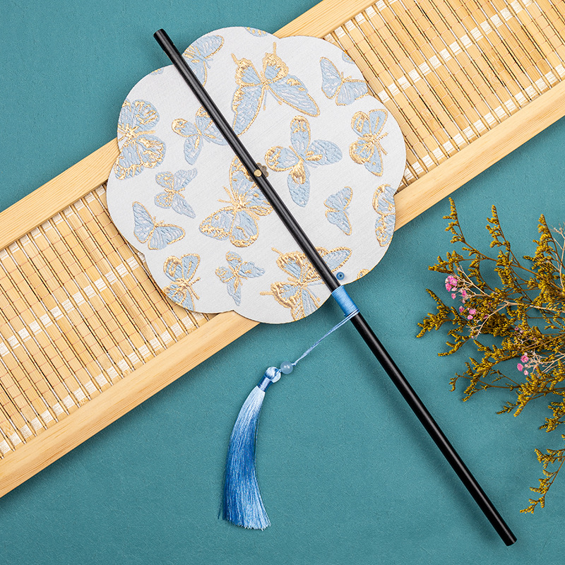 Античен бамбуков ветрилообразен вентилатор за кръста Hanfu, китайски стил с пискюл, сгъваем, класически преносим