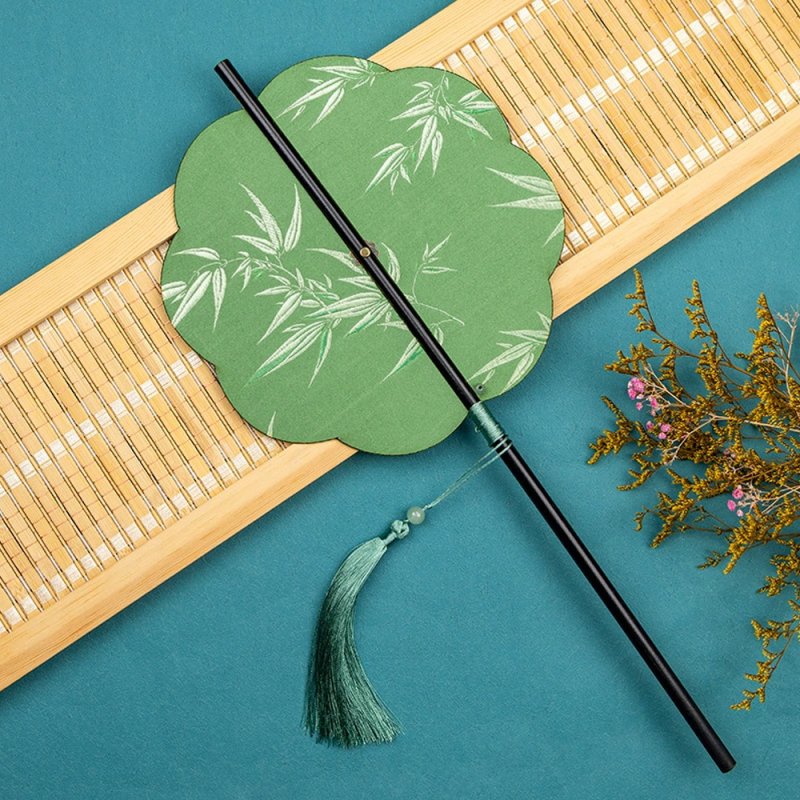 Античен бамбуков ветрилообразен вентилатор за кръста Hanfu, китайски стил с пискюл, сгъваем, класически преносим