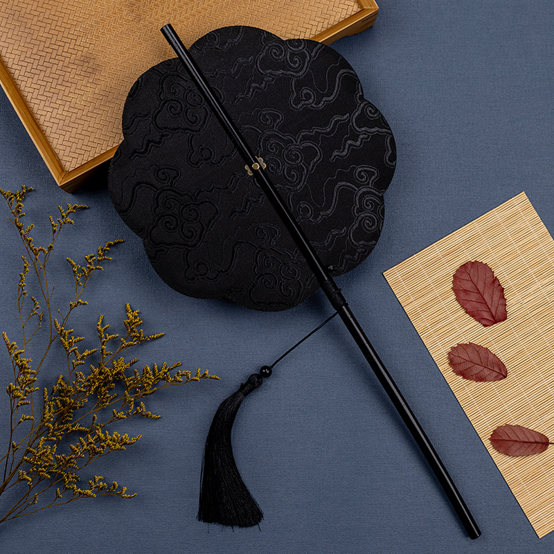 Античен бамбуков ветрилообразен вентилатор за кръста Hanfu, китайски стил с пискюл, сгъваем, класически преносим