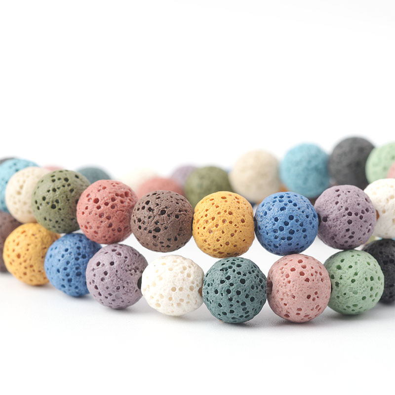 Mărgele rotunde din piatră vulcanică neagră naturală, DIY, accesorii pentru bijuterii, mărgele colorate, rocă vulcanică, vrac, produse semifabricate