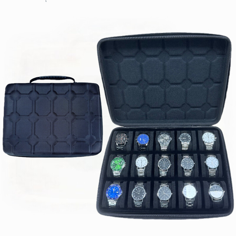Raktáron lévő forrás EVA keménytokos óradoboz 15 pozíciós EVA óradoboz professzionális óragyűjtő doboz hordozható óradoboz
