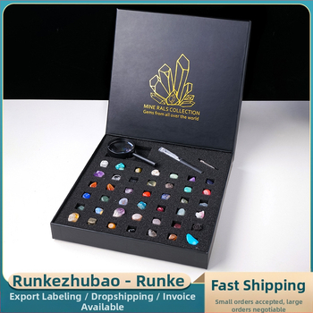 43 liiki looduslikku kristalli toorkivist poolvääriskivi mineraalide standardkomplekt jade-agaati lastele mõeldud populaarteadusliku õpetuse kinkekarbis