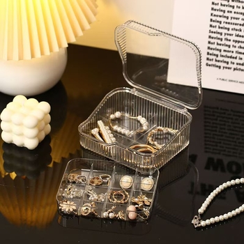 Κοσμήματα Δύο Επίπεδα Διαφανές Πολυλειτουργικό Θήκη Αποθήκευσης Σκουλαρίκια Σκουλαρίκια Δαχτυλίδι Κολιέ Βολικό Κουτί Συσκευασίας Κοσμημάτων