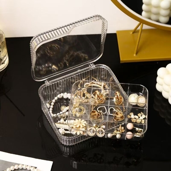Κοσμήματα Δύο Επίπεδα Διαφανές Πολυλειτουργικό Θήκη Αποθήκευσης Σκουλαρίκια Σκουλαρίκια Δαχτυλίδι Κολιέ Βολικό Κουτί Συσκευασίας Κοσμημάτων