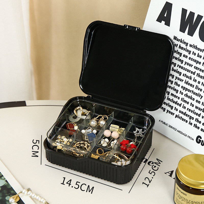 Ékszerek kétrétegű átlátszó többfunkciós rekeszes tárolódoboz fülbevalók fülbevalók gyűrű nyaklánc praktikus ékszercsomagoló doboz