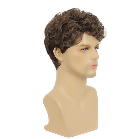 Väliskaubanduse uued meeste pruunid lühikesed lokkis juuksed kohevad moodsed meeste väikesed lokkis juuksed kõrge temperatuuriga siidist keemilisest kiust peakatted kohapeal