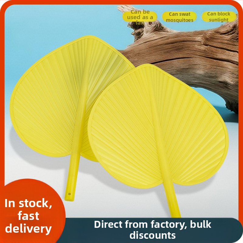 Műanyag gyékénylevél-ventilátor, régimódi, kézzel tekerős, nem rothadó nyári ventilátor, szúnyogriasztó banánventilátor, öregembernek való napraforgó ventilátor, kézzel készített nyári gyerekventilátor