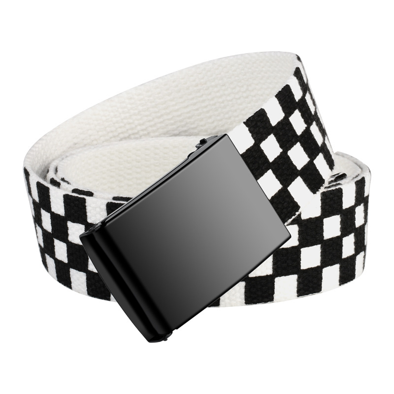 Új fekete-fehér kockás hip-hop koreai divatos lezser nadrág férfi és női páros vászonövvel, nagykereskedelmi övvel