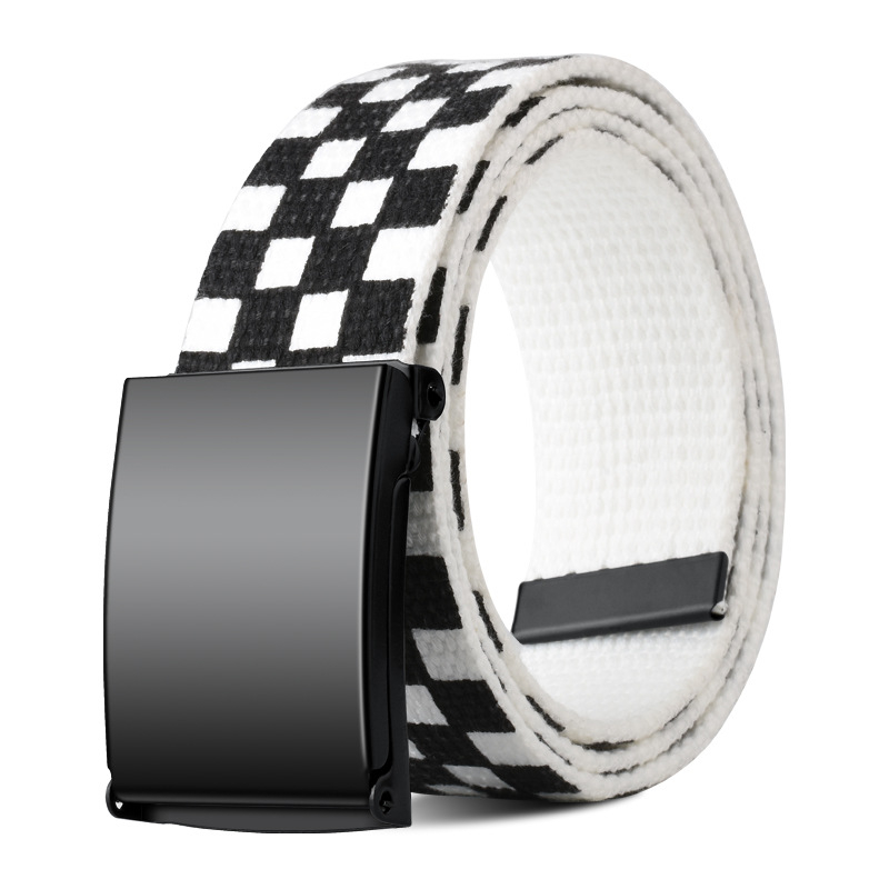 Új fekete-fehér kockás hip-hop koreai divatos lezser nadrág férfi és női páros vászonövvel, nagykereskedelmi övvel