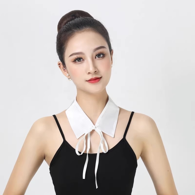 Új koreai stílusú díszes fekete-fehér pontgallér, álgallér, női egyetlen álgallér, univerzális, ing alakú gallér, kisméretű, egygalléros, hátsó csattal