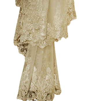 Амазонска булчинска сватбена рокля Воал еднослойна марля дантелена тиара мюсюлмански тюрбан църковен стил дълъг воал