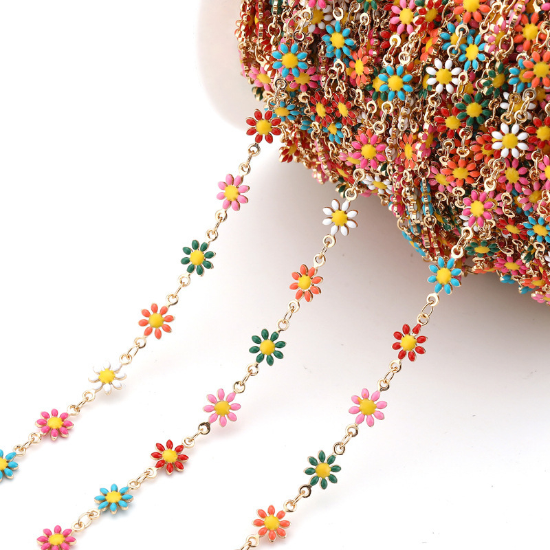 Värviline päevalillest metallkett DIY dekoratiivsed aksessuaarid aluskett vaskketiga naiste kaelakee Y20