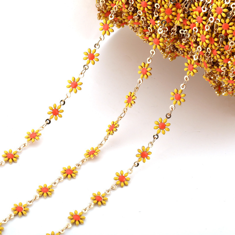 Värviline päevalillest metallkett DIY dekoratiivsed aksessuaarid aluskett vaskketiga naiste kaelakee Y20