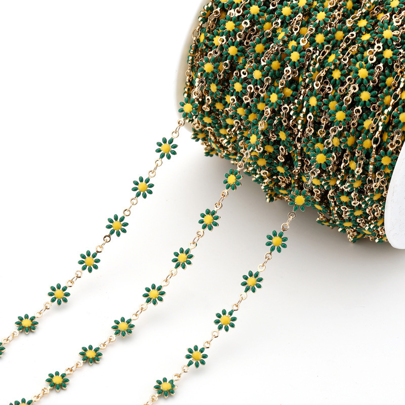 Värviline päevalillest metallkett DIY dekoratiivsed aksessuaarid aluskett vaskketiga naiste kaelakee Y20