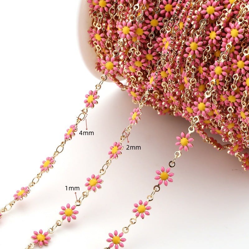 Värviline päevalillest metallkett DIY dekoratiivsed aksessuaarid aluskett vaskketiga naiste kaelakee Y20