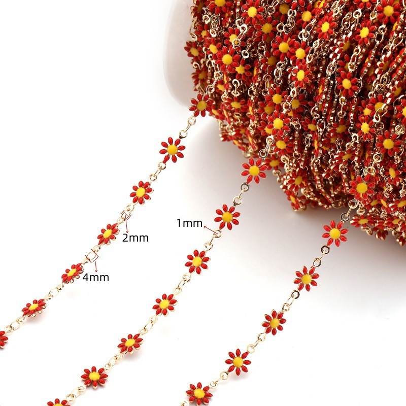 Värviline päevalillest metallkett DIY dekoratiivsed aksessuaarid aluskett vaskketiga naiste kaelakee Y20