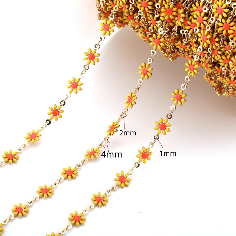 Värviline päevalillest metallkett DIY dekoratiivsed aksessuaarid aluskett vaskketiga naiste kaelakee Y20