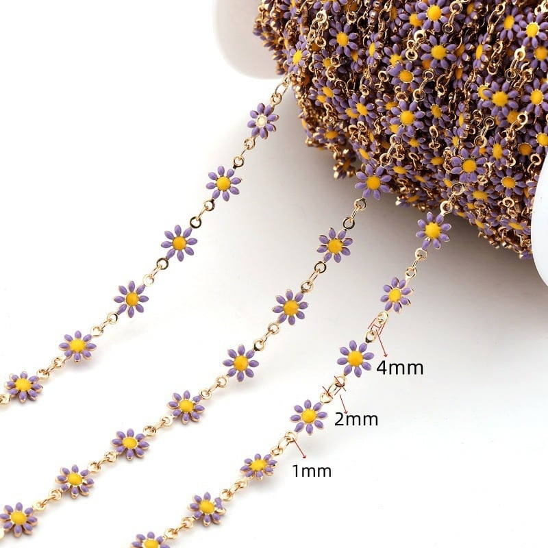 Värviline päevalillest metallkett DIY dekoratiivsed aksessuaarid aluskett vaskketiga naiste kaelakee Y20